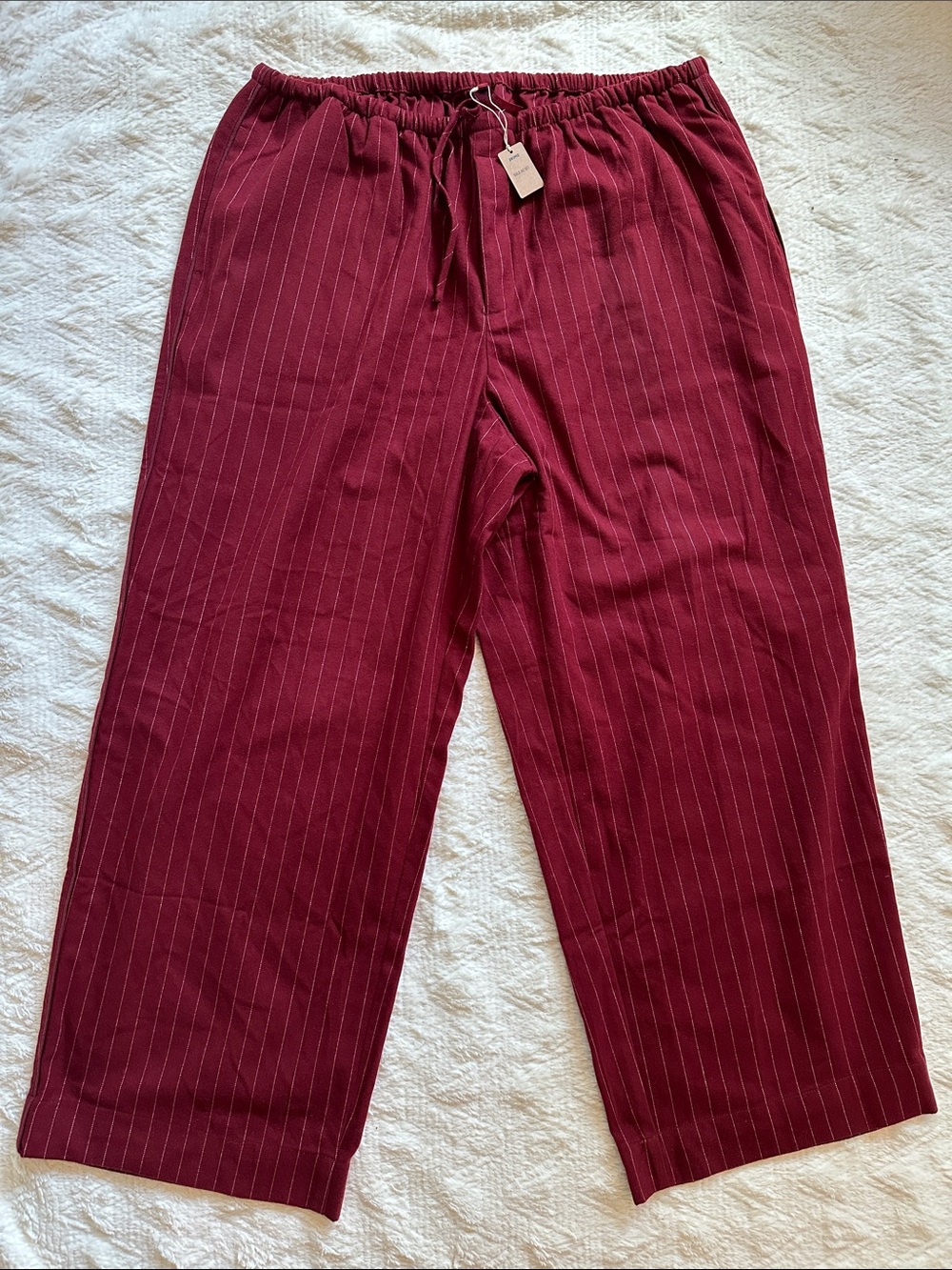 SKIMS Unisex Burgundy Pinstripe Drawstring Lounge Pants